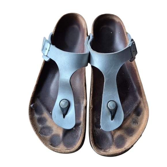 Birkenstock Shoes - 39 Gray Birkenstock Leather Sandals with Buckle